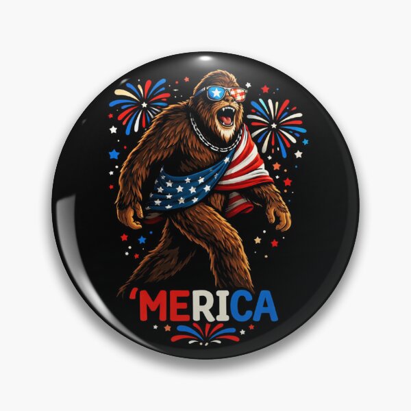 Item preview, Retro Vintage 4th of July Bigfoot American Flag Sasquatch designed and sold by PixelMarrero.
