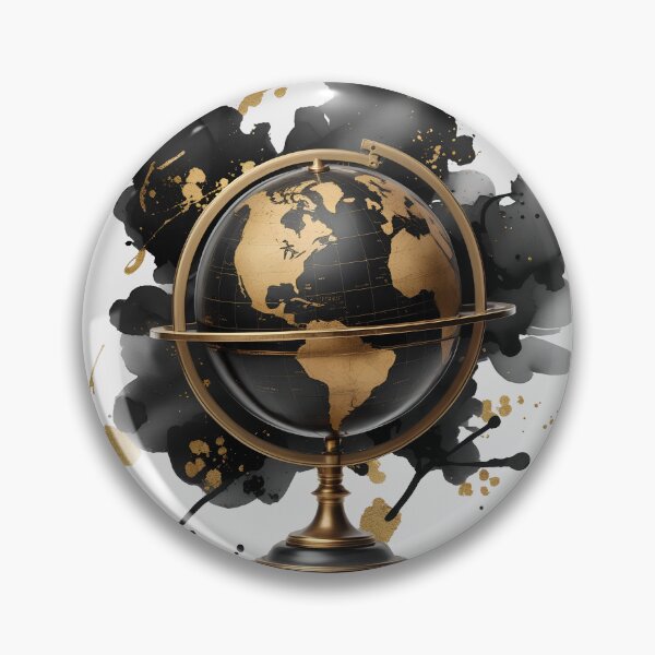 Item preview, Luxury Golden Globe | Black Gold Watercolor Travel and Knowledge Art designed and sold by Biedroneczka.