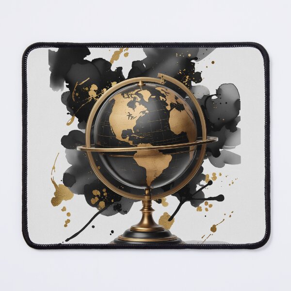 Item preview, Luxury Golden Globe | Black Gold Watercolor Travel and Knowledge Art designed and sold by Biedroneczka.