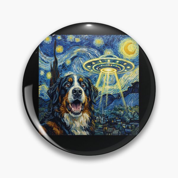 Item preview, Bernese Mountain Dog Starry Night UFO Van Gogh Art Dog Selfie Lover designed and sold by Kimberley King Art  King Art.