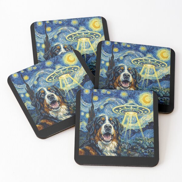 Item preview, Bernese Mountain Dog Starry Night UFO Van Gogh Art Dog Selfie Lover designed and sold by Kimberley King Art  King Art.