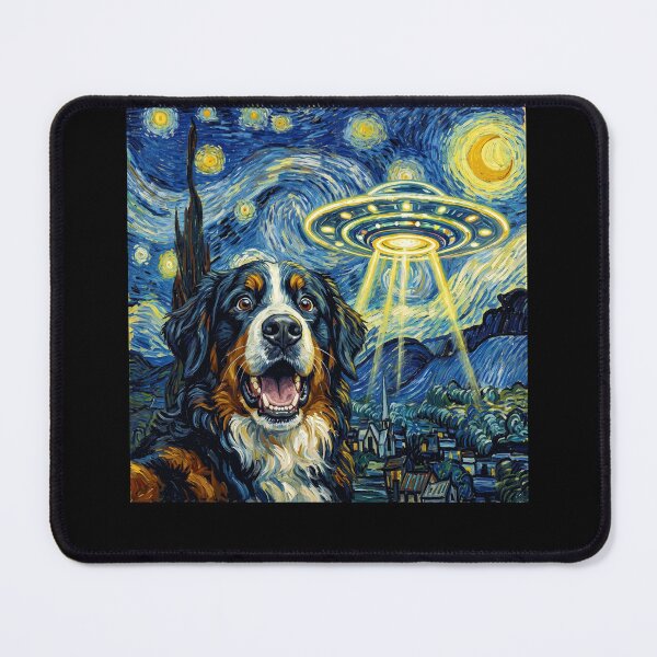 Item preview, Bernese Mountain Dog Starry Night UFO Van Gogh Art Dog Selfie Lover designed and sold by Kimberley King Art  King Art.