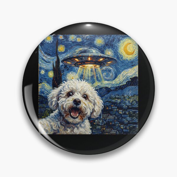 Item preview, Bichon Frise Starry Night UFO Van Gogh Art Dog Selfie Lover designed and sold by Kimberley King Art  King Art.