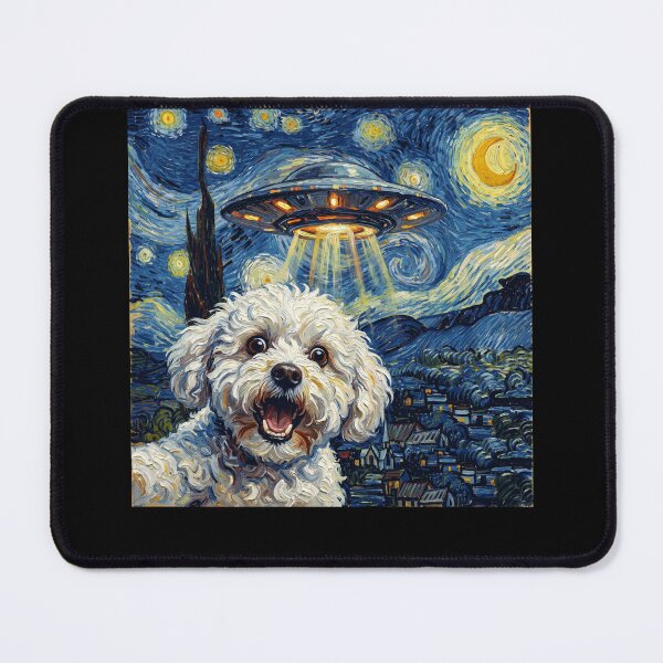 Item preview, Bichon Frise Starry Night UFO Van Gogh Art Dog Selfie Lover designed and sold by Kimberley King Art  King Art.