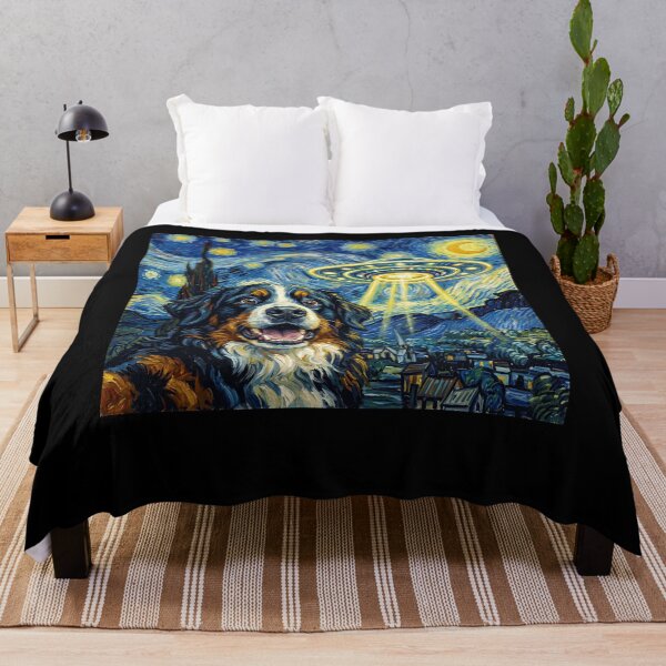 Item preview, Bernese Mountain Dog Starry Night UFO Van Gogh Art Dog Selfie Lover designed and sold by Kimberley King Art King Art.