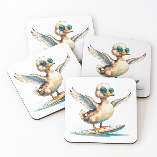 Item preview, Cool Duck Surfing Hello Summer Beach Vacation Watercolor designed and sold by AQUILAKREO.