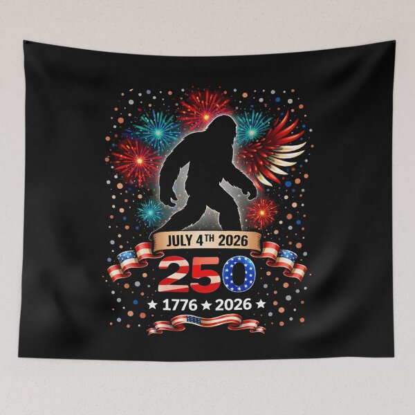 Item preview, Retro Vintage 4th of July Bigfoot American Flag Sasquatch designed and sold by PixelMarrero.