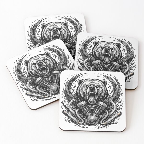 Item preview, Roaring Biker Grizzly - Wild Motorcycle Engine & Chains Grunge Graphic designed and sold by krish-prints.