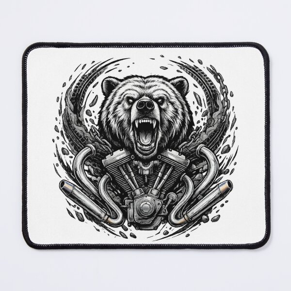 Item preview, Roaring Biker Grizzly - Wild Motorcycle Engine & Chains Grunge Graphic designed and sold by krish-prints.