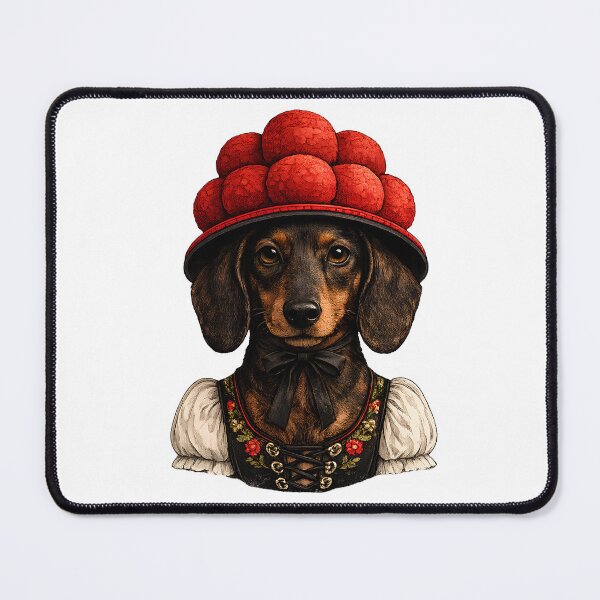 Item preview, Black Forest Dachshund lady with Bollenhut hat designed and sold by filou designs.