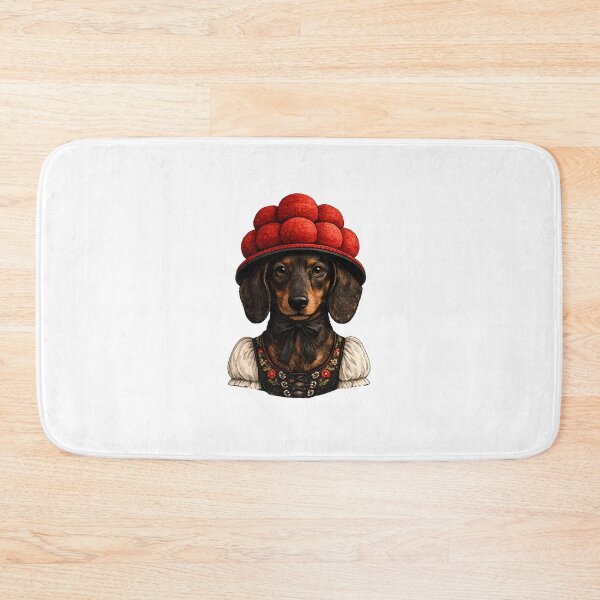 Item preview, Black Forest Dachshund lady with Bollenhut hat designed and sold by filou designs.