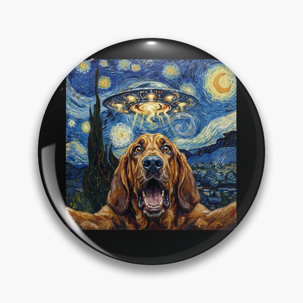Artikelvorschau, Bluthund Sternennacht UFO Van Gogh Kunst Hunde-Selfie-Liebhaber entworfen und verkauft von Kimberley King Art King Art.