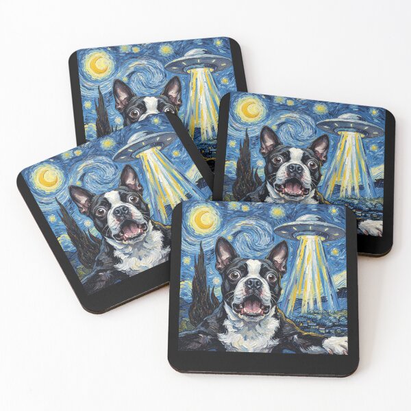 Item preview, Boston Terrier Starry Night UFO Van Gogh Art Dog Selfie Lover designed and sold by Kimberley King Art  King Art.