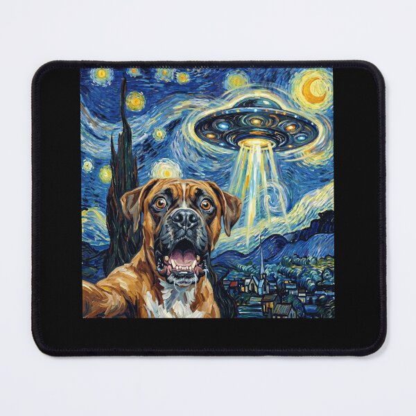 Item preview, Boxer Dog Starry Night UFO Van Gogh Art Dog Selfie Lover designed and sold by Kimberley King Art  King Art.