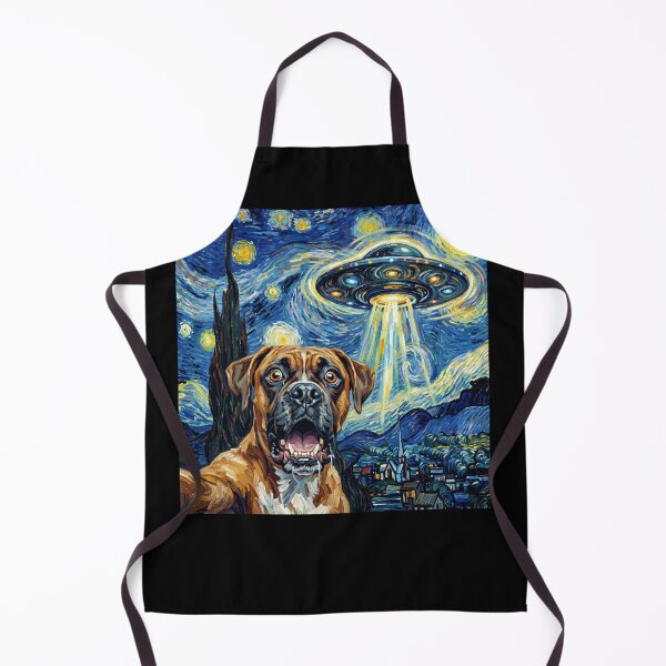 Item preview, Boxer Dog Starry Night UFO Van Gogh Art Dog Selfie Lover designed and sold by Kimberley King Art King Art.