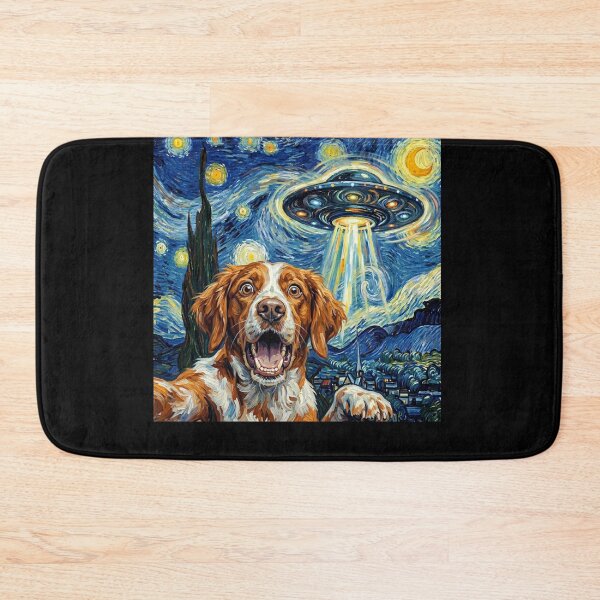 Item preview, Brittany Starry Night UFO Van Gogh Art Dog Selfie Lover designed and sold by Kimberley King Art  King Art.