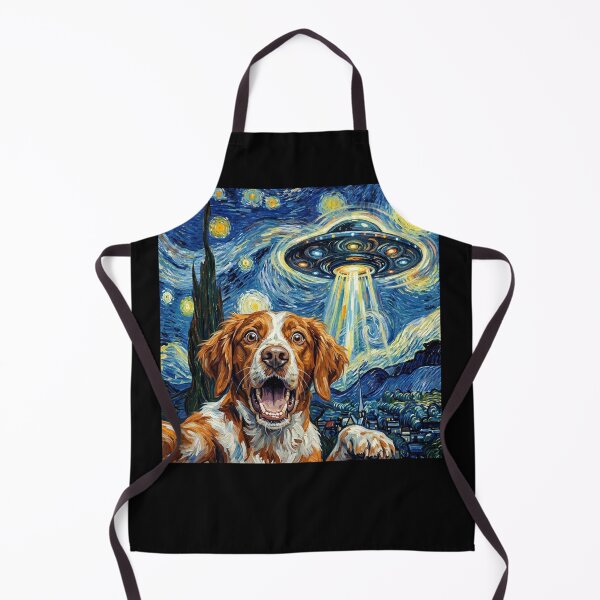 Item preview, Brittany Starry Night UFO Van Gogh Art Dog Selfie Lover designed and sold by Kimberley King Art King Art.