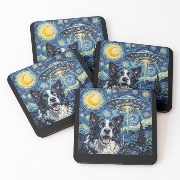 Item preview, Border Collie Starry Night UFO Van Gogh Art Dog Selfie Lover designed and sold by Kimberley King Art  King Art.