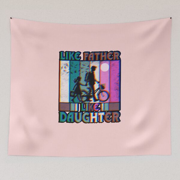 Item preview, Like Father Like Daughter Retro Glitch Dad and Girl Silhouette designed and sold by creativerooney.