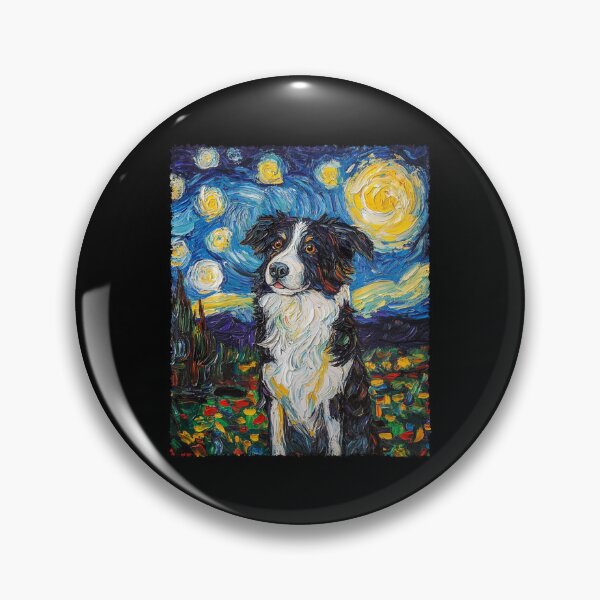 Item preview, Modern Art Painting Van Gogh Starry Night Border Collie  designed and sold by Littermin.