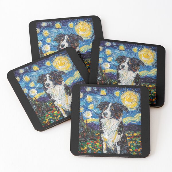 Item preview, Modern Art Painting Van Gogh Starry Night Border Collie  designed and sold by Littermin.