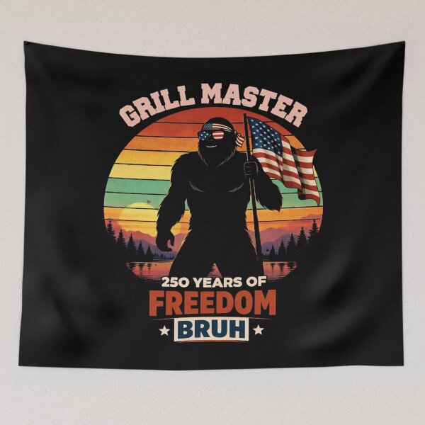 Item preview, Retro Vintage 4th of July Bigfoot American Flag Sasquatch designed and sold by PixelMarrero.