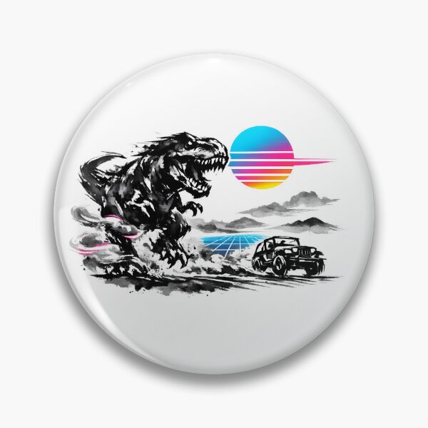 Item preview, Synthwave Sumi-e T‑Rex Chase designed and sold by KungPowUnicorn.