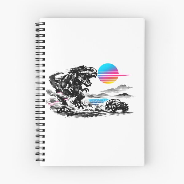 Item preview, Synthwave Sumi-e T‑Rex Chase designed and sold by KungPowUnicorn.