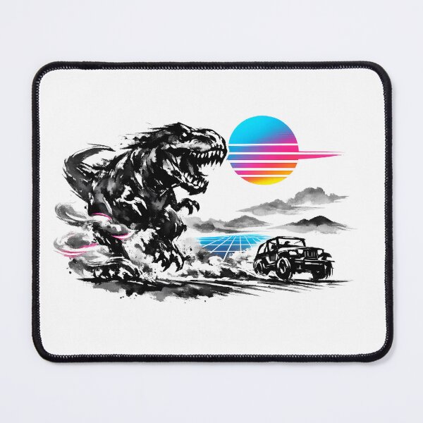 Item preview, Synthwave Sumi-e T‑Rex Chase designed and sold by KungPowUnicorn.