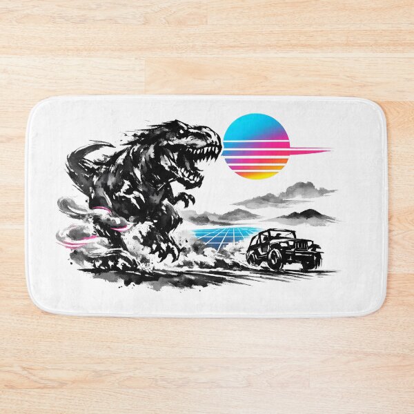 Item preview, Synthwave Sumi-e T‑Rex Chase designed and sold by KungPowUnicorn.
