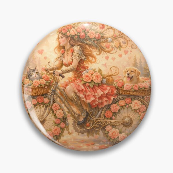 Item preview, Romantic Girl Riding Bike with Cute Pets designed and sold by M-Y-A-R-T-.