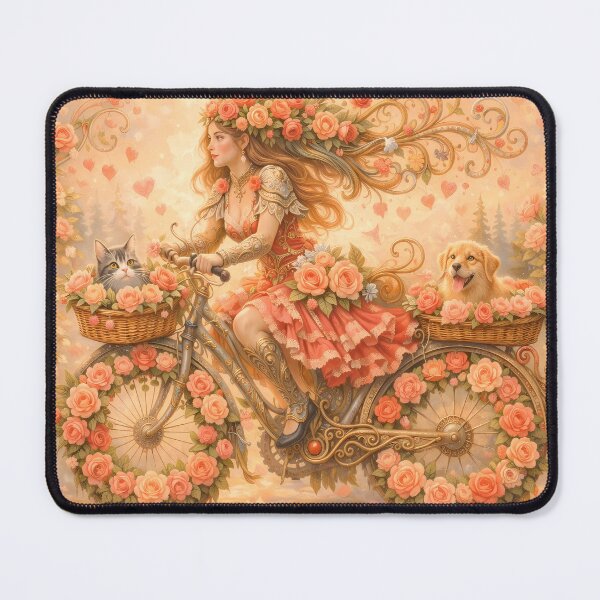 Item preview, Romantic Girl Riding Bike with Cute Pets designed and sold by M-Y-A-R-T-.