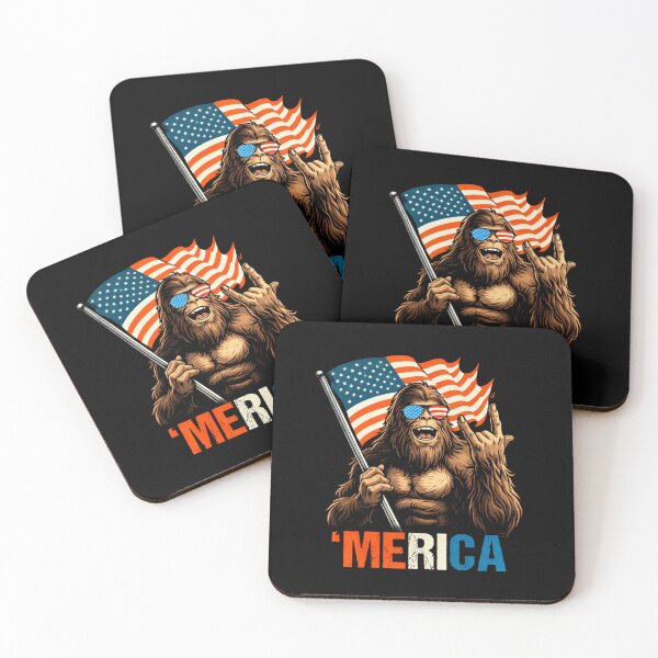 Item preview, Retro Vintage 4th of July Bigfoot American Flag Sasquatch designed and sold by PixelMarrero.