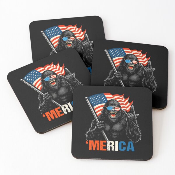 Item preview, Retro Vintage 4th of July Bigfoot American Flag Sasquatch designed and sold by PixelMarrero.
