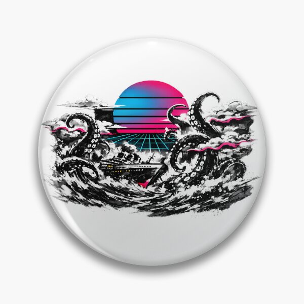 Item preview, Synthwave Sumi-e Kraken Attack designed and sold by KungPowUnicorn.