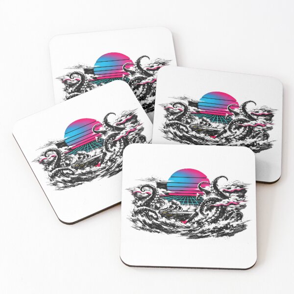 Item preview, Synthwave Sumi-e Kraken Attack designed and sold by KungPowUnicorn.