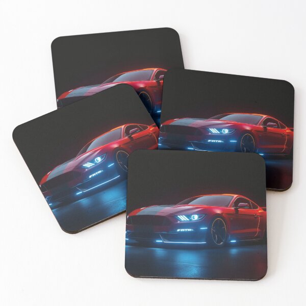 Item preview, Neon Red Muscle Car – Futuristic street racer in cyberpunk style designed and sold by Salimgor Hangaround Music.