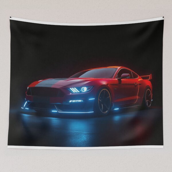 Item preview, Neon Red Muscle Car – Futuristic street racer in cyberpunk style designed and sold by Salimgor Hangaround Music.