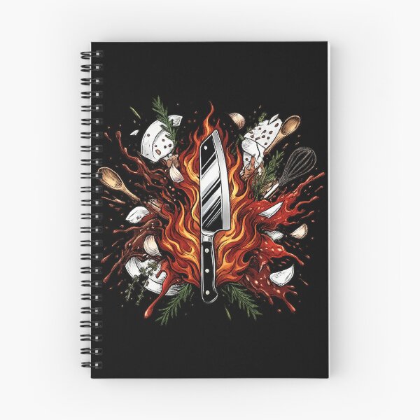Item preview, Culinary Chaos - Badass Chef Knife & Roaring Flames designed and sold by krish-prints.