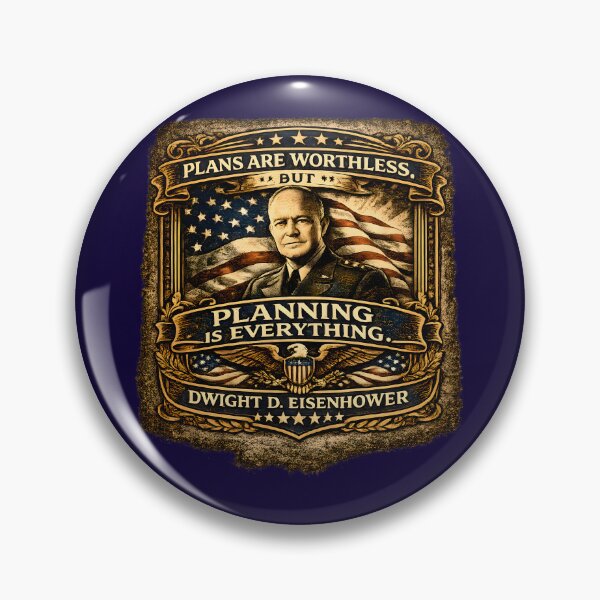 Item preview, Dwight D. Eisenhower Quote Poster | Plans Are Worthless, But Planning Is Everything | Vintage IKE Patriotic Art designed and sold by RockyLambda.