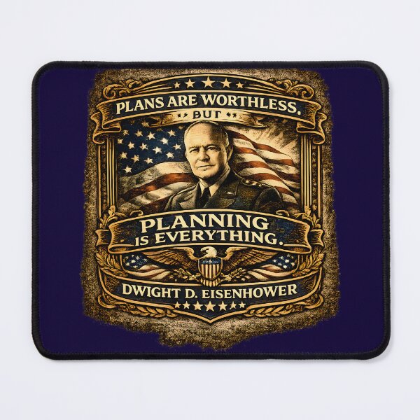 Item preview, Dwight D. Eisenhower Quote Poster | Plans Are Worthless, But Planning Is Everything | Vintage IKE Patriotic Art designed and sold by RockyLambda.