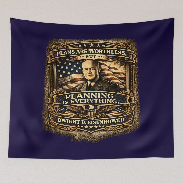 Item preview, Dwight D. Eisenhower Quote Poster | Plans Are Worthless, But Planning Is Everything | Vintage IKE Patriotic Art designed and sold by RockyLambda.