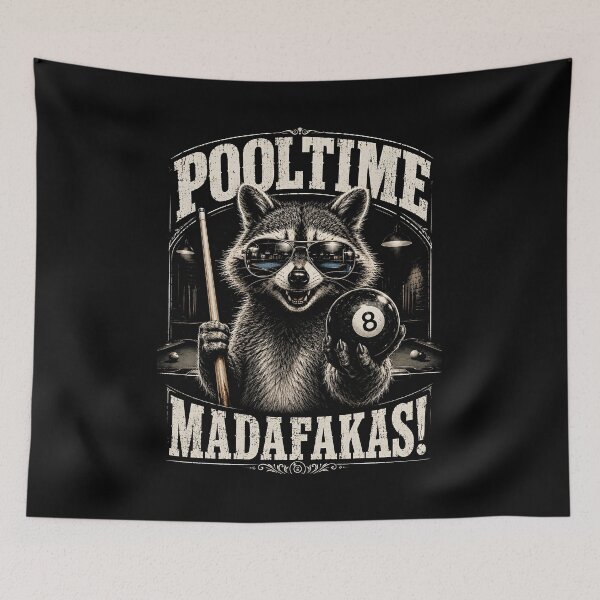 Item preview, Pooltime Madafakas Cool Raccoon with 8-Ball designed and sold by zoes-ink.
