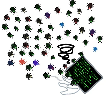 Artwork thumbnail, Programming bugs attack by رَتُّوجَة