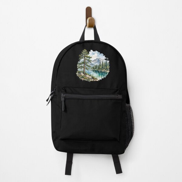 Item preview, Watercolor Pine Lake Mountain Nature Landscape Art designed and sold by LuckyLukasArt.