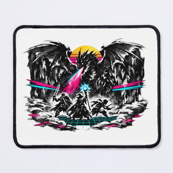 Item preview, Synthwave Sumi-e D&D Dragon Battle designed and sold by KungPowUnicorn.