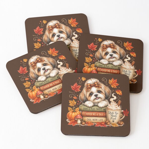 Item preview, Fall Shih Tzu Dog Reading Books and Pumpkin Spice designed and sold by tamdevo1.
