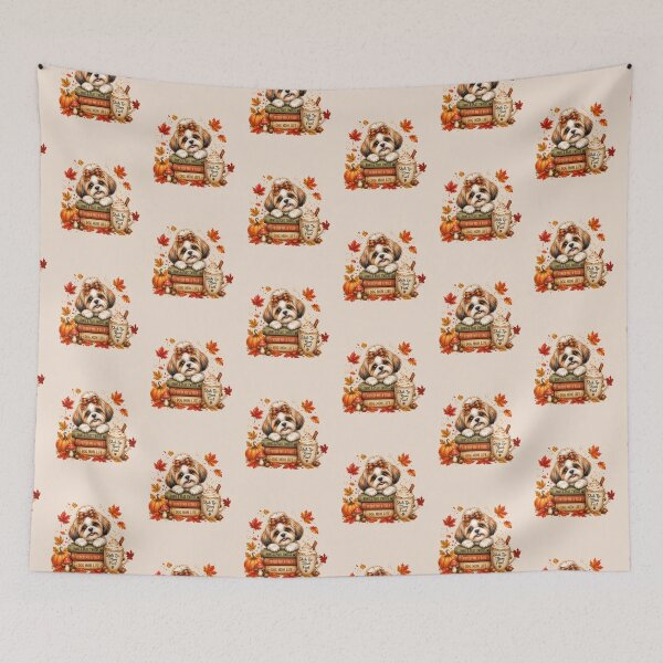 Item preview, Fall Shih Tzu Dog Reading Books and Pumpkin Spice designed and sold by tamdevo1.
