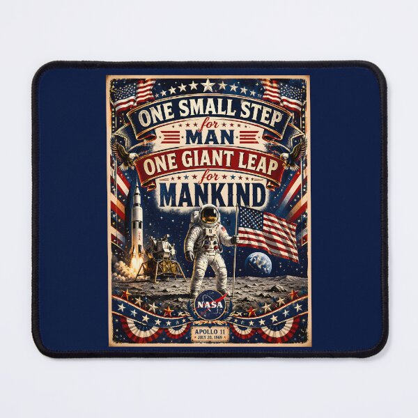 Item preview, One Small Step for Man One Giant Leap for Mankind | Patriotic Apollo 11 Space Poster designed and sold by RockyLambda.
