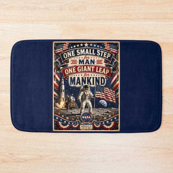 Item preview, One Small Step for Man One Giant Leap for Mankind | Patriotic Apollo 11 Space Poster designed and sold by RockyLambda.